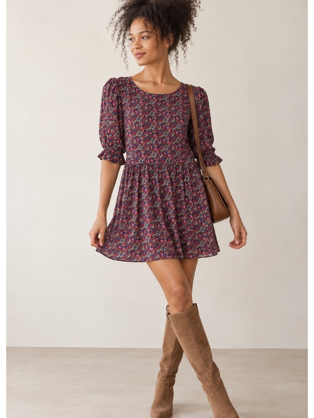 Natural Life Dress L/XL Ditsy Floral Blaire Cottagecore Boho Peasant Prairie